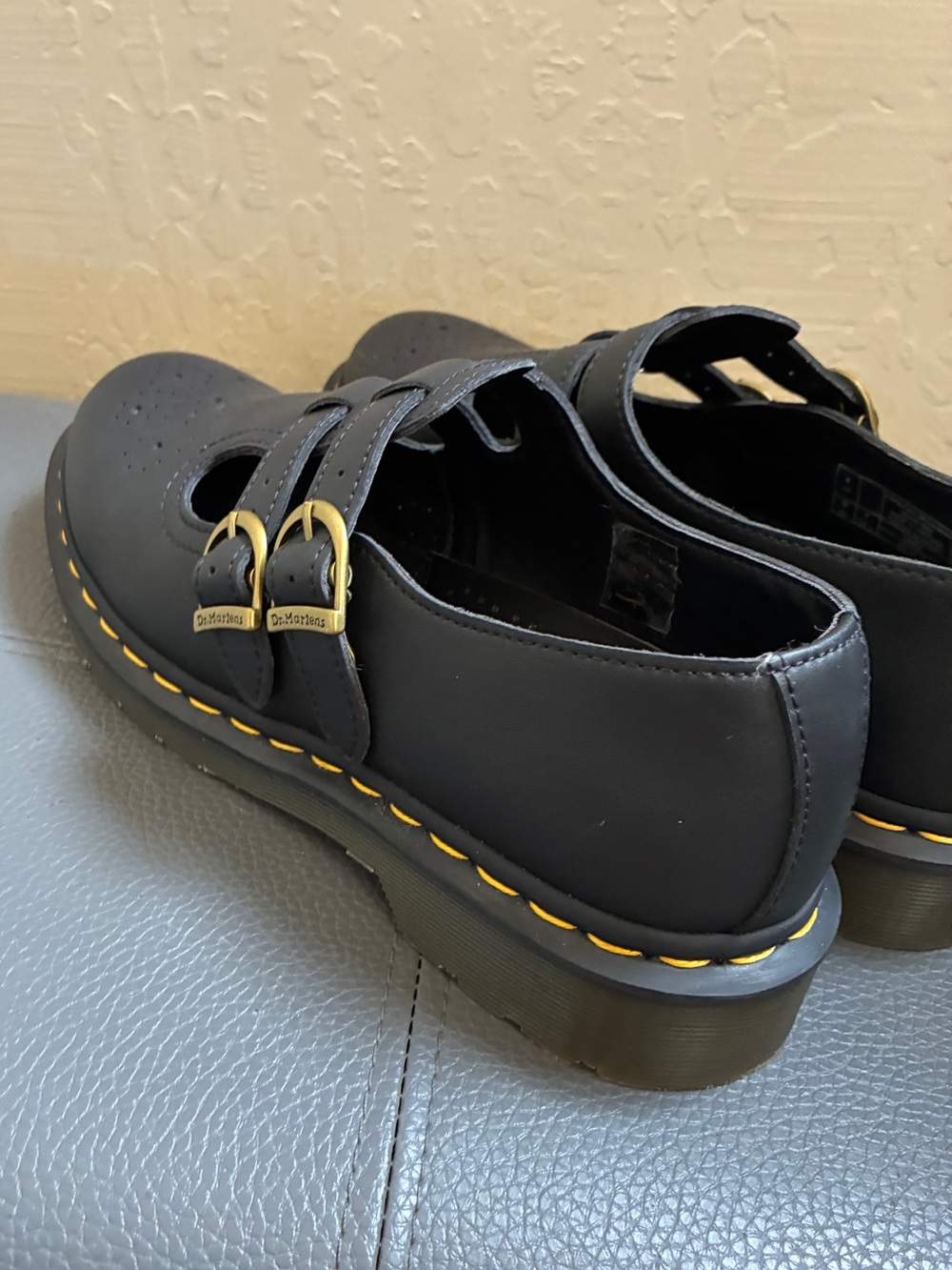 DR MARTENS Mary Jane Black Vegan Double Strap Size 8 - Picture 12 of 12